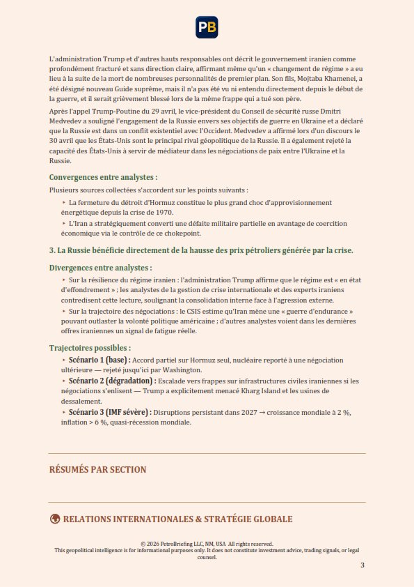Extrait PetroBriefing — Scénarios et convergences analytiques